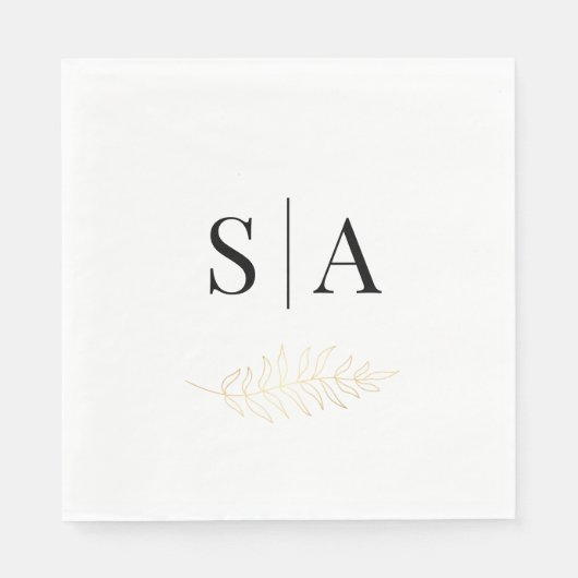 Elegant Gold Leaf Monogram Wedding Serviette (Vorderseite)