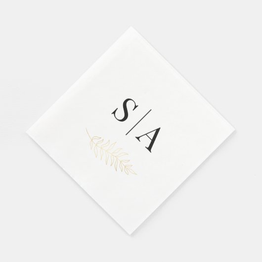 Elegant Gold Leaf Monogram Wedding Serviette (Ecke)