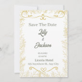 Elegant Gold Leaf Save the Date Card | Modern Wedd Einladung (Vorderseite)