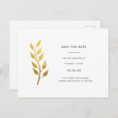 Elegant Gold Leaf Save the Date Einladung (Vorne/Hinten)
