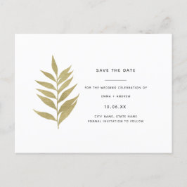 Elegant Gold Leaf Save the Date Einladungspostkarte