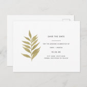Elegant Gold Leaf Save the Date Einladungspostkarte (Vorne/Hinten)