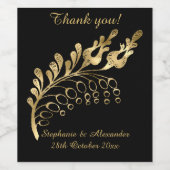 ELEGANT GOLD LEAF SCHWARZES KUSTOMIZBARE WEINETIKE WEINETIKETT (Einzelnes Label)