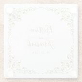 Elegant Gold Leaf Script Name Wedding Glasuntersetzer (Rückseite)