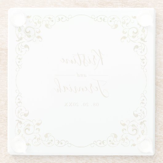 Elegant Gold Leaf Script Name Wedding Glasuntersetzer (Rückseite)