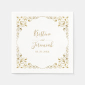 Elegant Gold Leaf Script Name Wedding Serviette (Vorderseite)