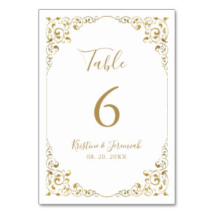 Elegant Gold Leaf Script Wedding Tischnummer