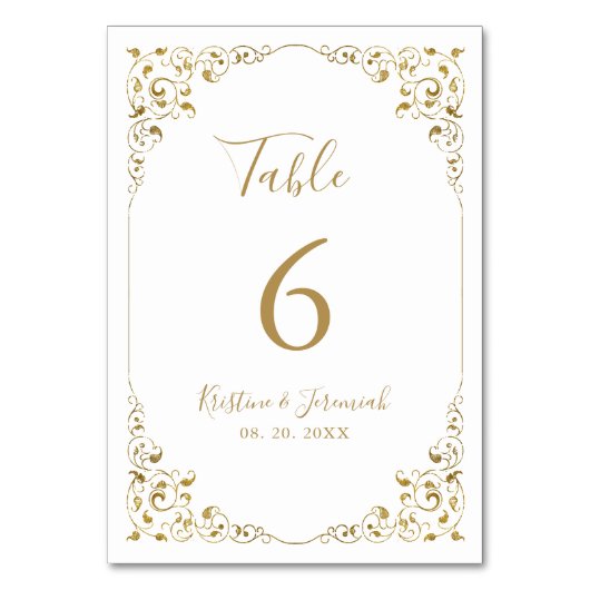 Elegant Gold Leaf Script Wedding Tischnummer (Rückseite)