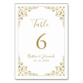 Elegant Gold Leaf Script Wedding Tischnummer (Vorderseite)