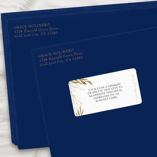 Elegant Gold Leaf und Confetti Gerahmte Adresse Adressaufkleber