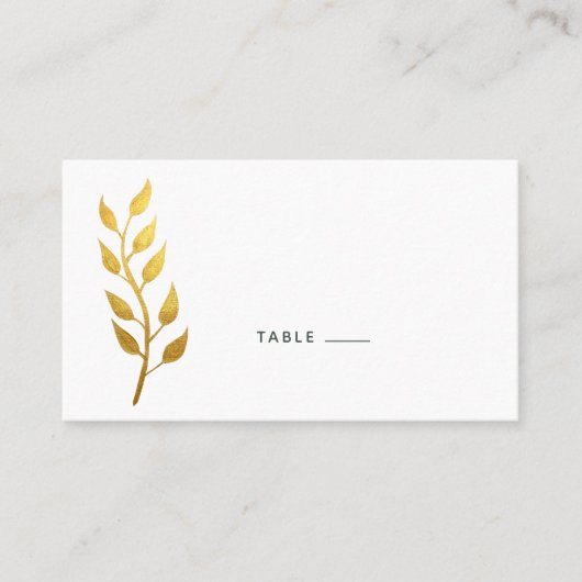 Elegant Gold Leaf Wedding Platzkarte (Vorderseite)