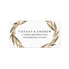 Elegant Gold Leaf Wreath Wedding Address Label Adressaufkleber