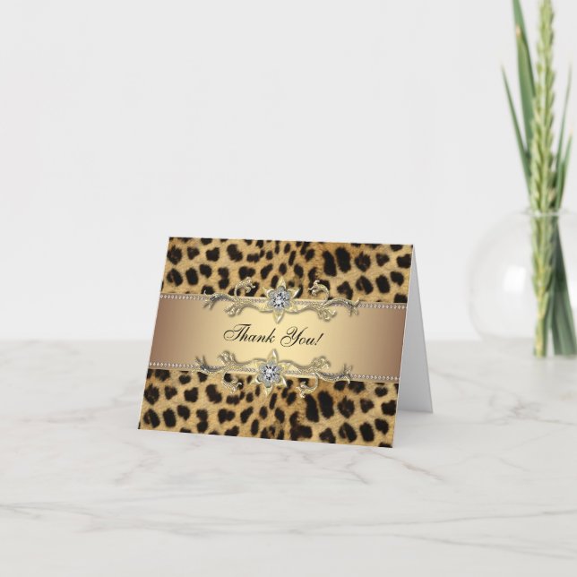 Elegant Gold Leopard Dankeschön Karten (Vorderseite)