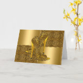 Elegant Gold Leopard High Heel Shoes Animal Karte (Gelbe Blume)