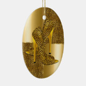 Elegant Gold Leopard High Heel Shoes Animal Keramik Ornament (Rechts)