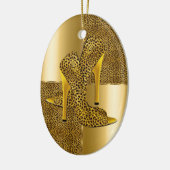 Elegant Gold Leopard High Heel Shoes Animal Keramik Ornament (Links)