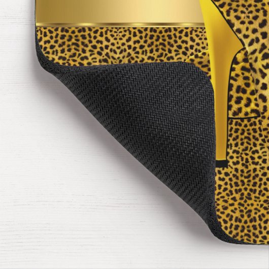 Elegant Gold Leopard High Heel Shoes Animal Mousepad (Ecke)