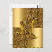 Elegant Gold Leopard High Heel Shoes Animal Postkarte (Vorne/Hinten)