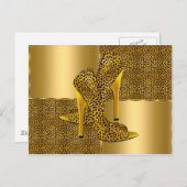 Elegant Gold Leopard High Heel Shoes Animal Postkarte (Vorne/Hinten)