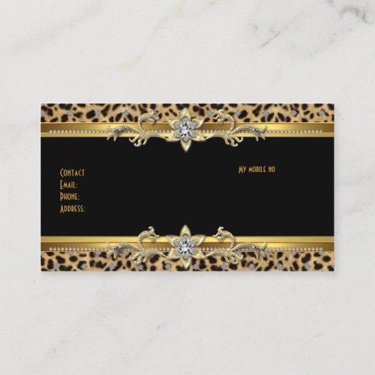 Elegant Gold Leopard Schwarzes Elegant Visitenkarte (Rückseite)