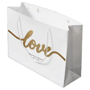 Elegant Gold Liebe Script Wedding benutzerdefinier Große Geschenktüte