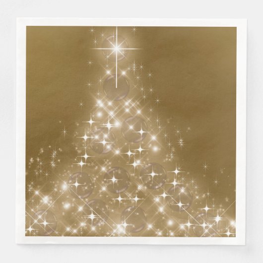 Elegant Gold Lighted Christmas Tree Serviette (Vorderseite)