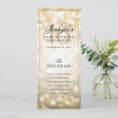 Elegant Gold Lights 16th Birthday Program Menu  Einladung (Stehend Vorderseite)