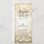 Elegant Gold Lights 16th Birthday Program Menu  Einladung (Vorderseite)