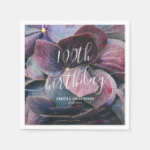 Elegant Gold Lila Blue Hydrangeas 100. Geburtstag Serviette (Vorderseite)
