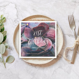 Elegant Gold Lila Blue Hydrangeas 21. Geburtstag Serviette