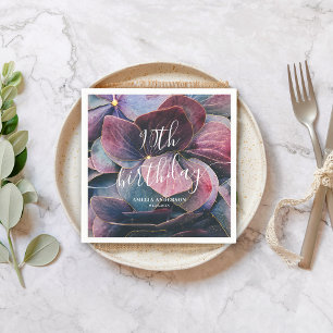 Elegant Gold Lila Blue Hydrangeas 90. Geburtstag Serviette