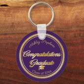 Elegant Gold | Lila Grad Cap Class 2023 Schlüsselanhänger (Vorderseite)