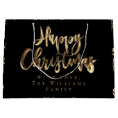 Elegant Gold Look Script Black Happy Weihnachten Große Geschenktüte (Vorderseite)