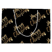 Elegant Gold Look Script Black Happy Weihnachten Große Geschenktüte (Rückseite)
