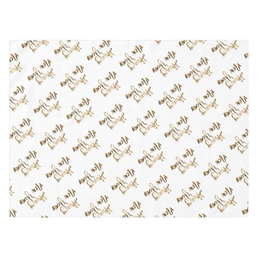 Elegant Gold Look Script glücklich Neues Jahr Tischdecke (Vorderseite (Horizontal))