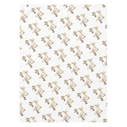 Elegant Gold Look Script glücklich Neues Jahr Tischdecke (Vorderseite)