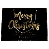 Elegant Gold Look Script Schwarz Frohe Weihnachten Große Geschenktüte (Vorderseite)