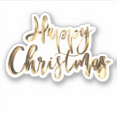 Elegant Gold Look Skript Feierliches Glück Weihnac Aufkleber (Vorderseite)