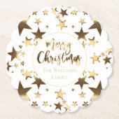 Elegant Gold Look Sterne Muster Frohe Weihnachten Untersetzer (Vorderseite)