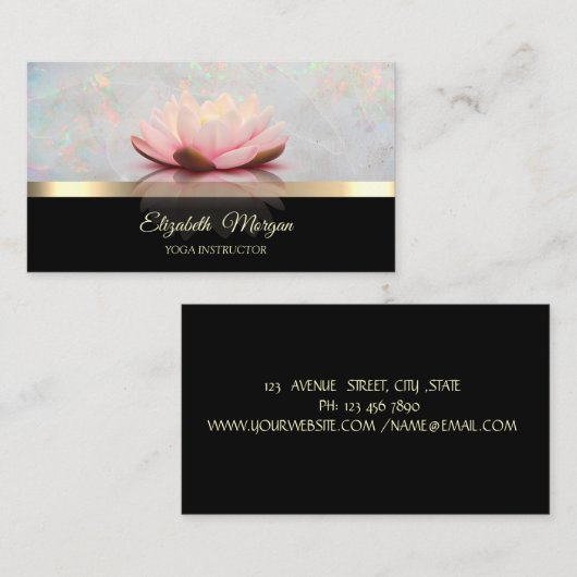 Elegant Gold, Lotus Blume Holographic Opal Visitenkarte (Vorne/Hinten)