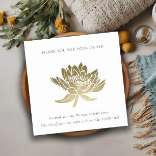 ELEGANT GOLD LOTUS BLUMENLOGO EINKAUF DANKE QUADRATISCHE VISITENKARTE