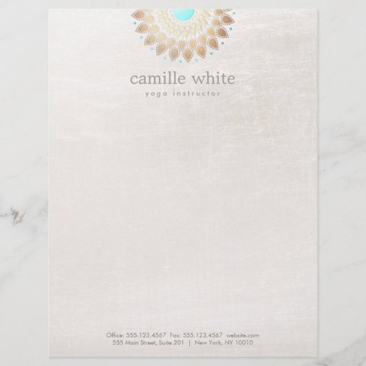 Elegant Gold Lotus Mandala Naturmedizin Briefkopf (Vorderseite)