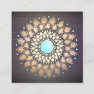 Elegant Gold Lotus Mandala Wood Yoga Instructor Quadratische Visitenkarte