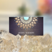 Elegant Gold Lotus Mandala Wood Yoga Instructor Visitenkarte