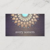 Elegant Gold Lotus Mandala Wood Yoga Instructor Visitenkarte (Vorderseite)