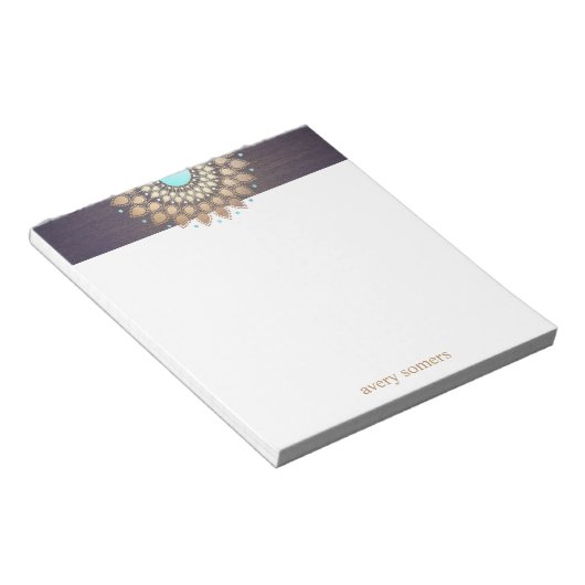 Elegant Gold Lotus Mandala Yoga Lehrer Notepad Notizblock (angewinkelt)