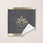 Elegant Gold Lotus, Yoga Badhandtuch Set (Waschlappen)