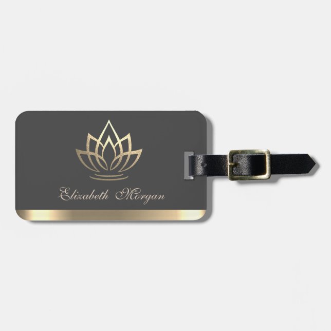 Elegant Gold Lotus, Yoga Gepäckanhänger (Vorderseite horizontal)