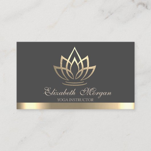 Elegant Gold Lotus, Yoga Instructor Visitenkarte (Vorderseite)