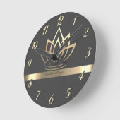 Elegant Gold Lotus, Yoga Runde Wanduhr (Winkel)